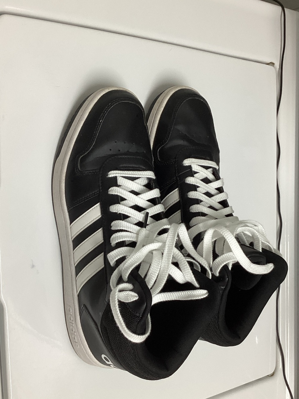 adidas Black and White High-Top Sneakers with Stripes - Picture 2 of 9